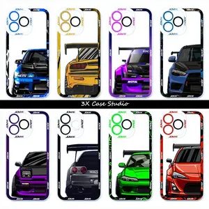 Sports Car Tokyo JDM Drift Angel Eyes Clear Soft Silicone Phone Case For iPhone 17 16 15 14 13 12 Pro Max Plus Anti Fall Birthday And Holiday Gifts Case Cover