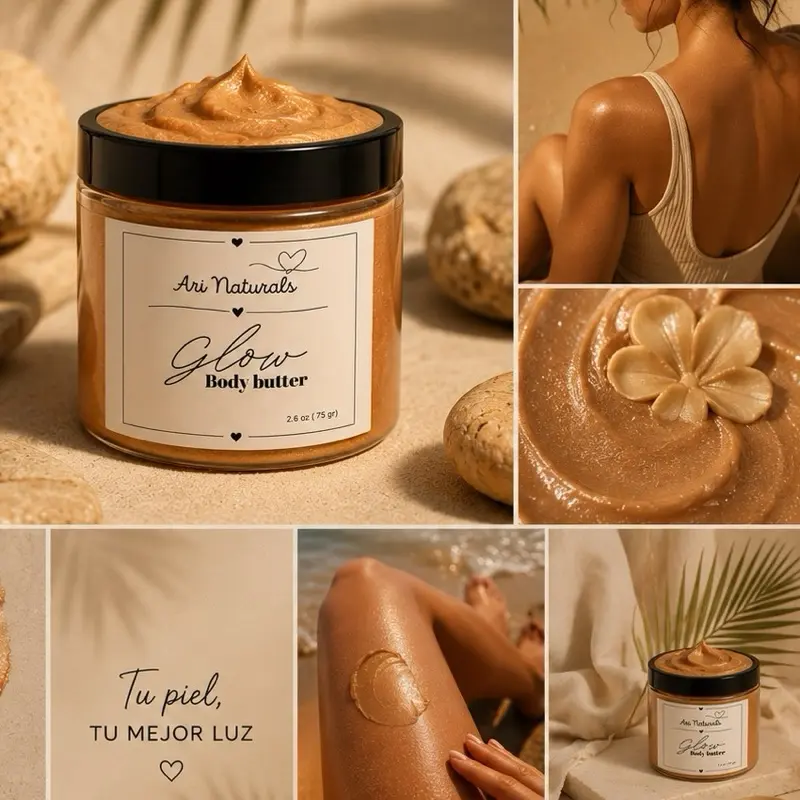 Ari Naturals Glow Body Butter | Deep Hydration + Shimmer | Soft & Radiant Skin | 2.6 oz | 75 g