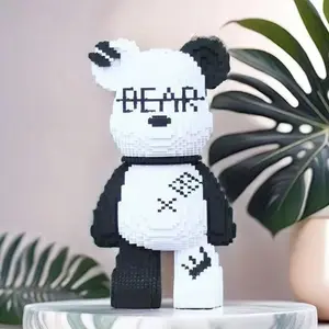 Classic Cool Bear 3D Puzzle Decoration, Building Block Model, 3809 pieces, creative display piece and room decoration, suitable for birthday/Halloween/Valentine's Day/Christmas Eve holiday gifts