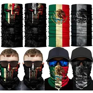 4 Pack Mexican Flag Skull Face Mask UV Neck Gaiter for Cycling Hiking  Fishing Outdoor Sports Universal Design, Motorcycle wind protection motorcycle  balaclava