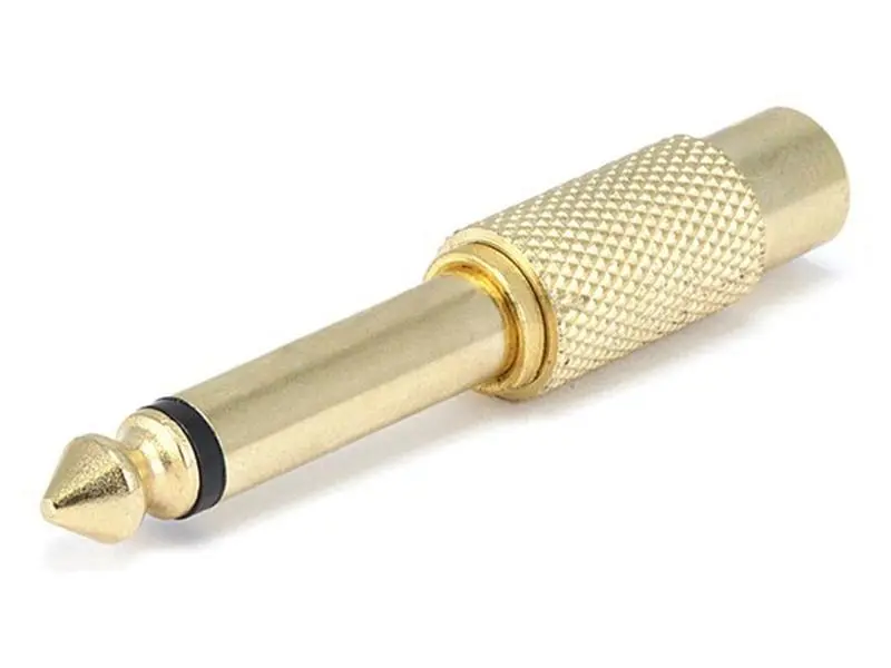 Monoprice 7176 Metal 6.35 mm. Mono Plug to RCA Jack Adaptor - Gold Plated