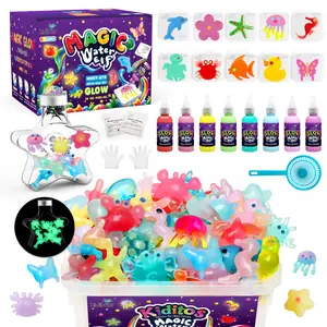 Kiditos Glow in The Dark Magic Water Elf Toy Kit, Aqua Fairy Water Gel Kit - 8 Glow Gels & 10 Molds - Make Your Own Water Pets & Squishy Toys – Fun DIY Craft Kit for Kids, Christmas Gifts, Birthday Presents & Party Favors for Ages 3+