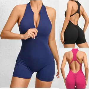 Women's Quick-Drying, Wrinkle-Resistant One-Piece Shorts with a Peachy Butt, No Embarrassing Lines, Tight-Fitting Zipper Yoga Pan