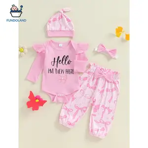 Newborn Outfit Baby Girl Going Home Outfit Ruffle Ribbed Romper Top Floral Pants Set Cute  Clothes