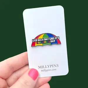 "Live Each Day Like It's Parachute Day" Nostalgic Gym Class Enamel Pin
