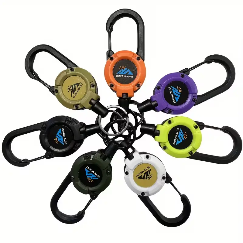 [Retractable anti-theft keychain] Anti-lost steel cable buckle for fishing backpack | Quick release carabiner to hang bait/key Outdoor equipment safety lock EDC Security Gear Heavy-Duty Cable