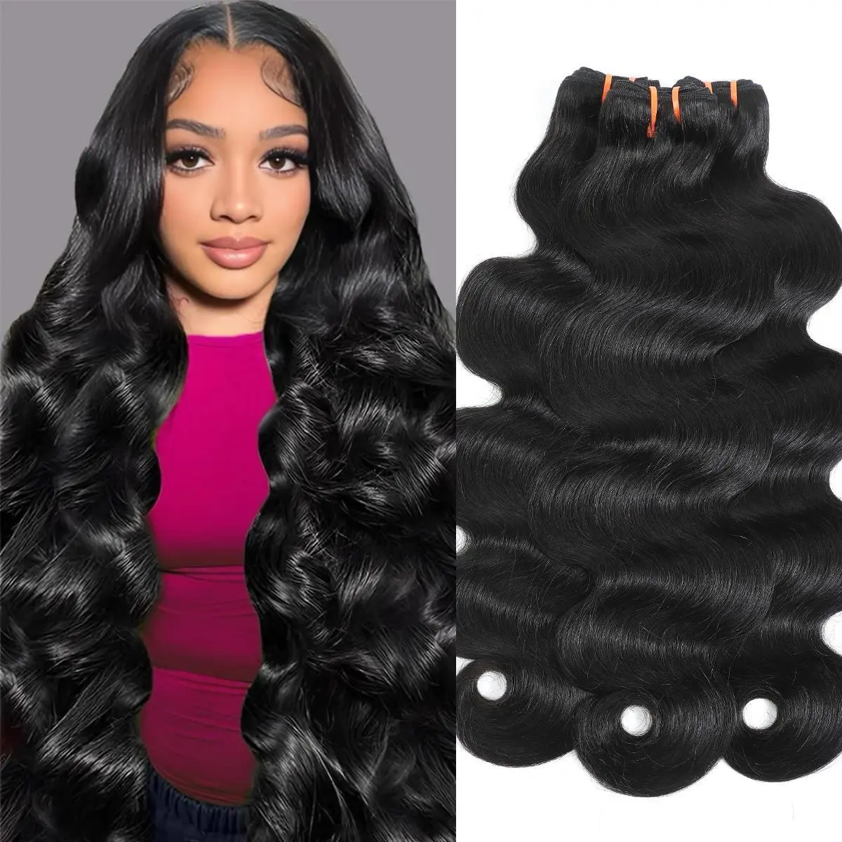 WIGCHIC Raw Cambodian Hair Bundles Body Wave Extensions for Sew In Quick Weave Double Drawn Thick Ends Ultra-Flat Seamless Weft 1/3/4 Pcs