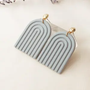 Light Blue Rainbow Polymer Clay Earrings