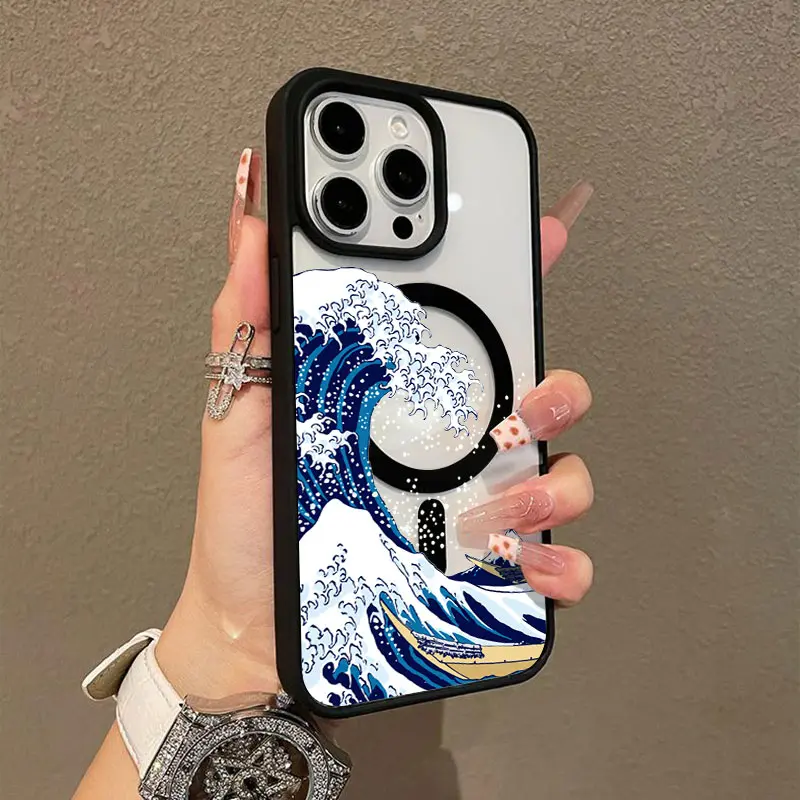 Premium Magnetic Phone Case for iPhone11/12/13/14/15/16/17/promax The Great Wave Off Kanagawa y2k cased MagSafe Ready, Anti-Fall, Springtok and Ultra-Thin Design |       Perfect for Everyday Use Protector Screen Protector, Accessories, Smartphone, Silicon