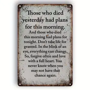 1 count Vintage Metal Tin Sign, Inspirational Quote Wall Art, English Language, Wall Hanging Decor for Bedroom, Garage, Cafe, Bar, Club, Living Room - Rustic Iron Plaque