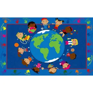 World Character Classroom Rug for Students - Colorful Kids Seating Rugs | Kids Classroom Educational Learning Reading Rug | Area Rug for Kids