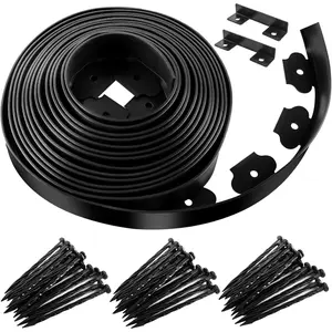 Landscape Edging, 2 Inch Tall 33 Ft No Dig Landscape Garden Edging Border Kit with 50 Anchoring Spikes, Plastic Garden Border for Landscaping Flower Bed Lawn Yard Grass Paver Pathway Walkway, Black