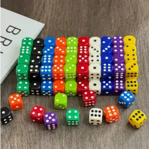 14mm Colorful Dice Acrylic Tabletop Game Accessories, Home Entertainment Party Gifts, Durable War Games Dice, Card or Dice Game Essentials