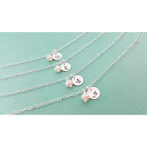 Pearl Initial Bracelet - Personalized Sterling Silver Jewelry - Bridesmaid Gift