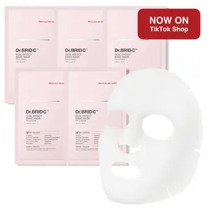 Dr.BRID C Dual Effect Face Mask - Firming & Hydrating Peptide Sheet Mask with Plant Stem Cells, 15-Minute Deep Moisture & Elasticity Boost for Dehydrated Skin, 5 Sheets X 0.95 fl.oz.
