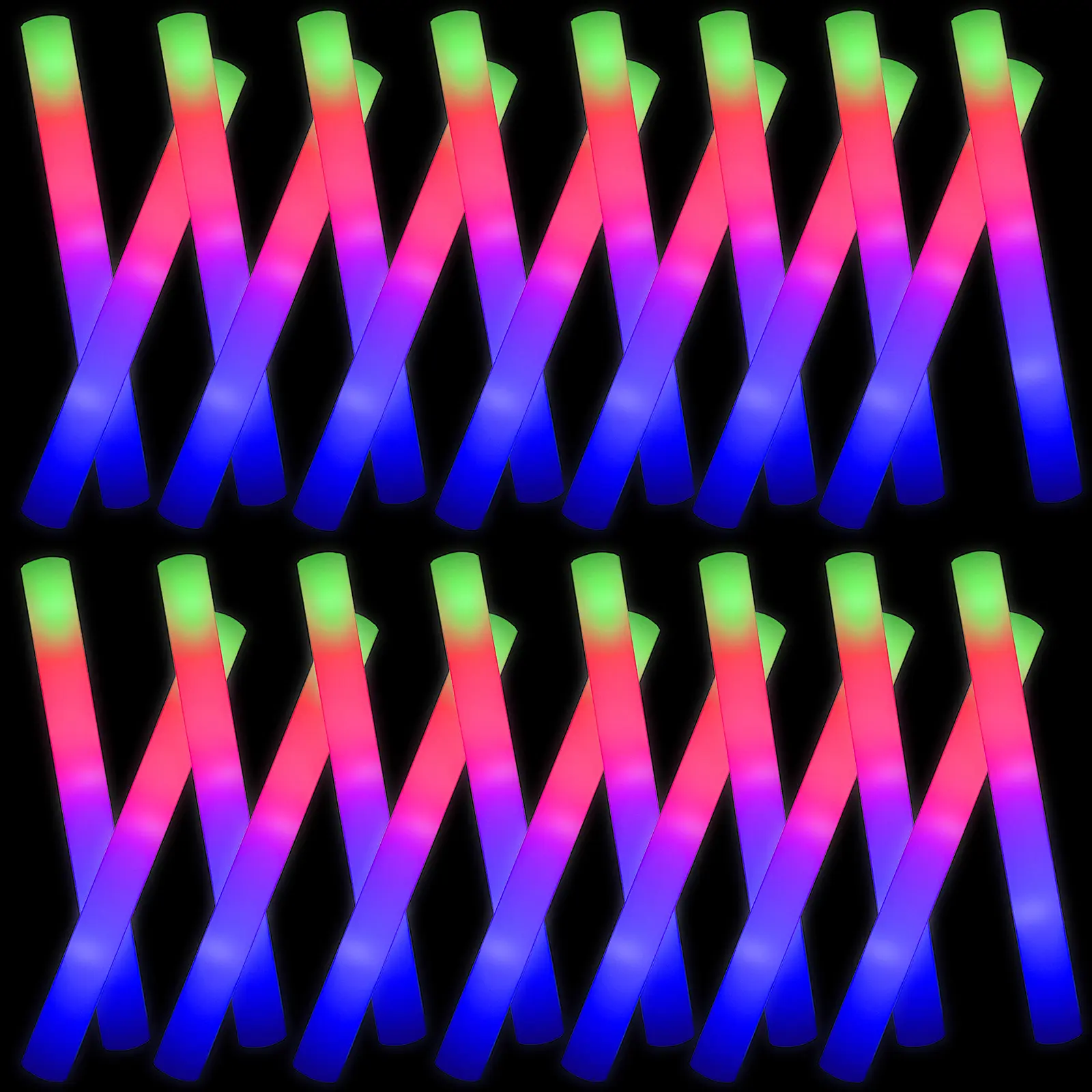 AVTCTEK Glow Sticks 70/100/200-Pack LED Glow Sticks – Bulk Light Up Foam Sticks with 3 Flashing Modes, Battery Operated Reusable Glow Party Supplies for Rave, Wedding, Birthday, Concert, Events