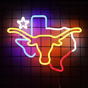 Serbasic Bull Neon Sign Neon Light Dimmable with ON/OFF Switch for Wall Decor Living Room Hotel Bar Club Beach Cafe Wedding Birthday Party Gifts Gaming Room Artwork Bedroom Home Decor