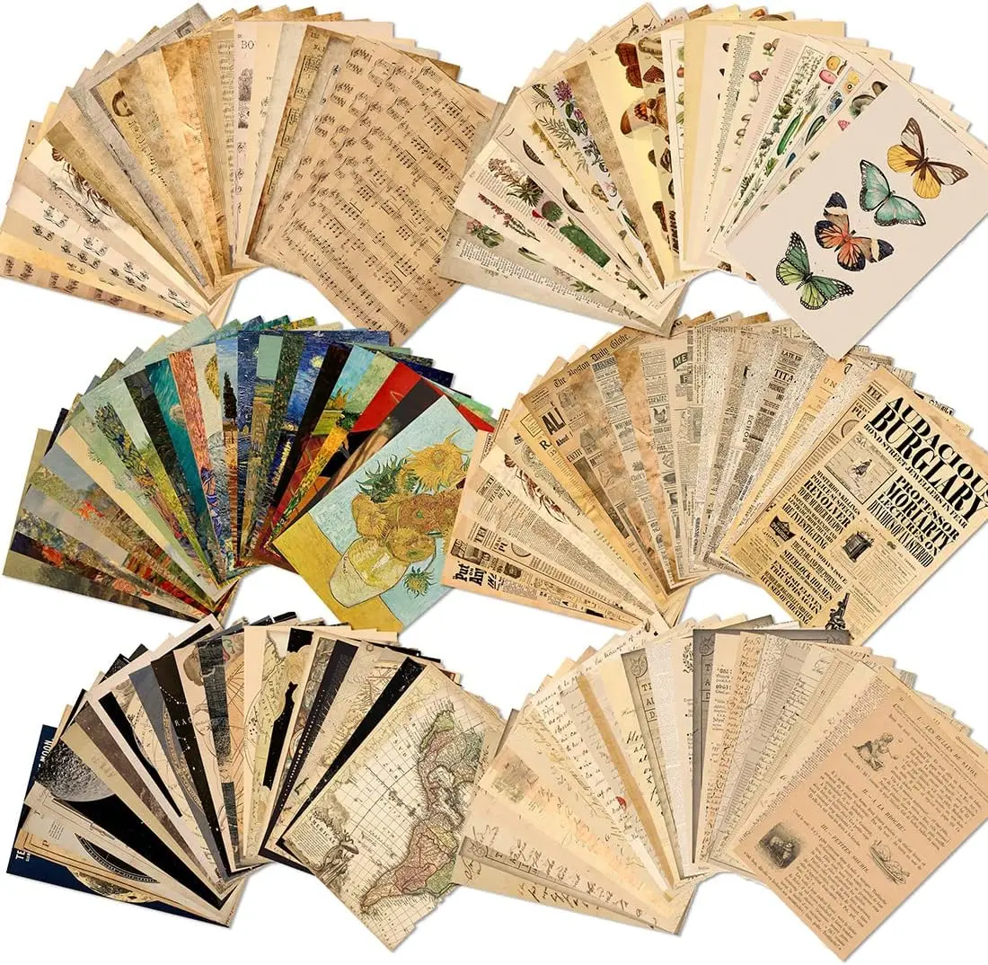 Vintage Scrapbook Paper Pack, 150 Decorative Sheets for Junk Journals, Party Crafts, Collage and DIY Projects