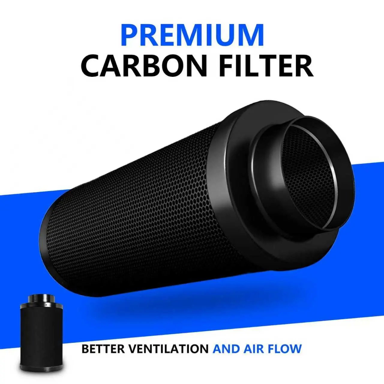 Air Carbon Filter, 6x16 Inches (15x40cm), High-Efficiency Odor Removal, Activated Charcoal, Exhaust Purification, Indoor Greenhouse, Kitchen
