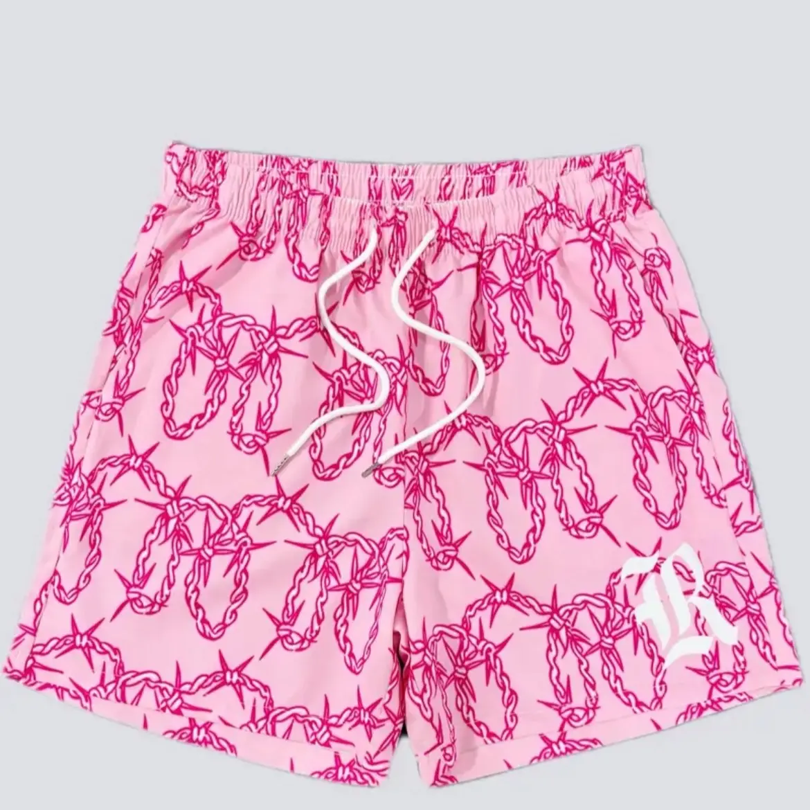 Barbed Wire Summer Shorts print street mens cartoon boy trunks streetstyle