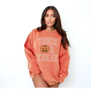 Halloween Sweatshirt Pumpkin Trick Or Treat Crewneck Jack-O-Lantern Jack O Lantern Spooky Season Fall Oversized Sweatshirt Comfort Colors Funny Hoodie And Classic Sweatshirt For Mens And Ladies