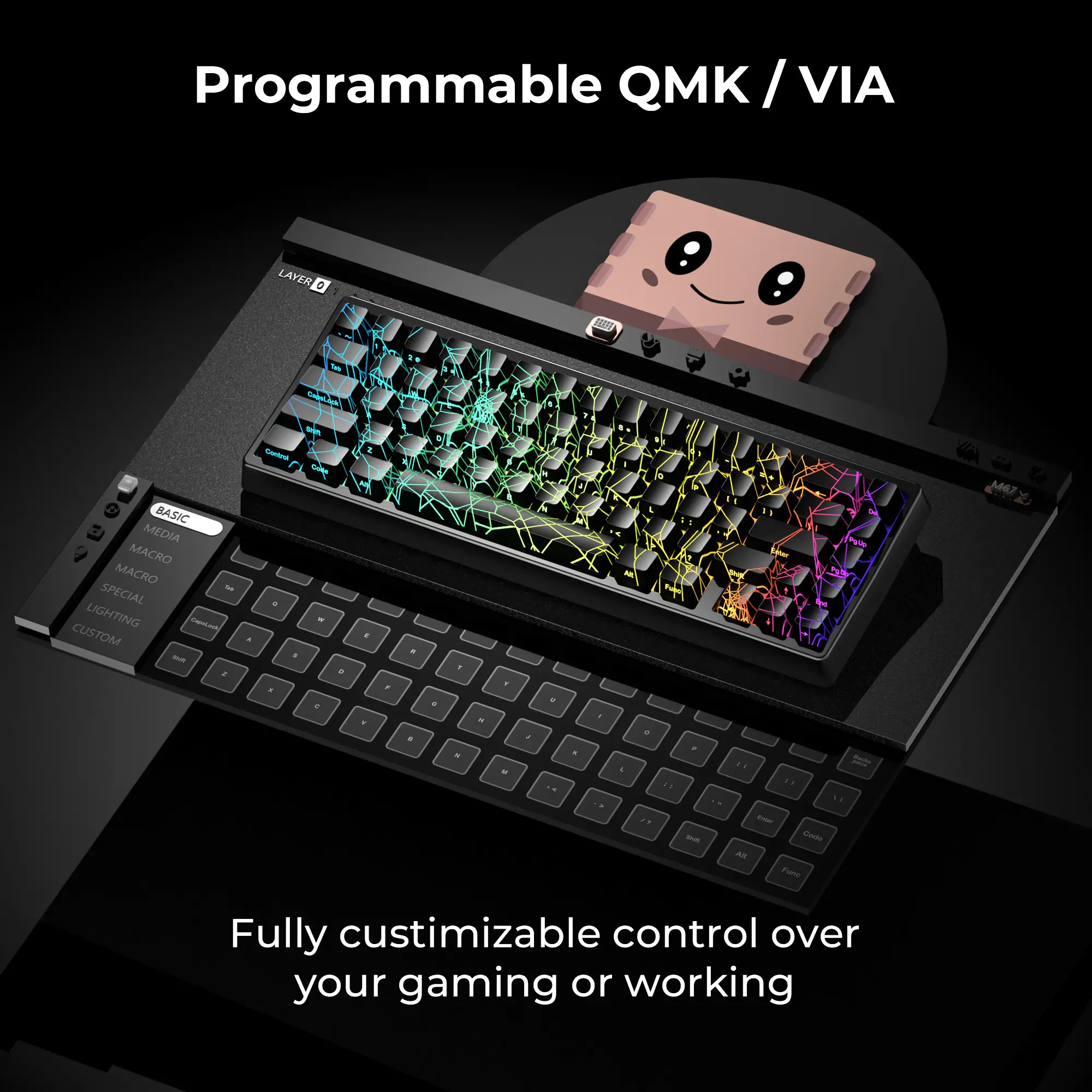 JADEX XVX M67 Jadestone Keyboard with Spider Web IMD-Tech Keycaps, QMK