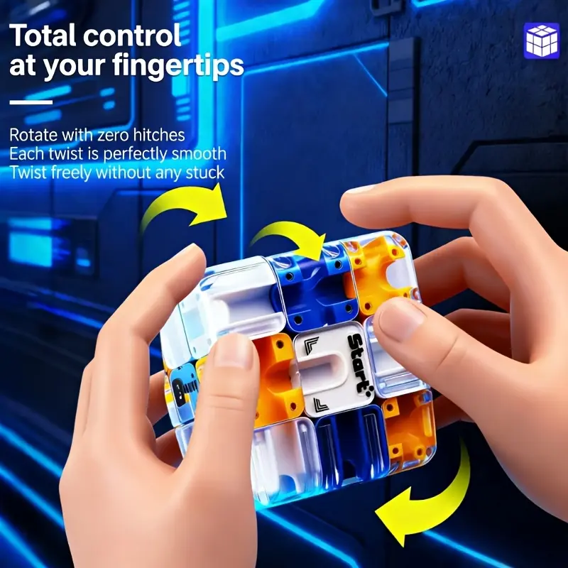 1pc Plastic 3D Maze Cube - Level 3 Beginner 3D Magic Cube Roller Puzzle Toy, Educational Logic Games for Kids Over 3, Stress Relief Brain Teaser, Random Colors Birthday Gift