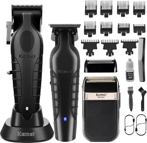 KEMEI Professional Hair Clipper, Hair/Beard Trimmer, Eletric Shaver Set for Men, Cordless Beard Trimmer, Rechargeable Barber Clippers, USB Fade Clipper Haircutting Kit, KM-2299, KM-2296, KM-2024 LCD Display Electric Razor & Clippers Kit glaker  hair Gift