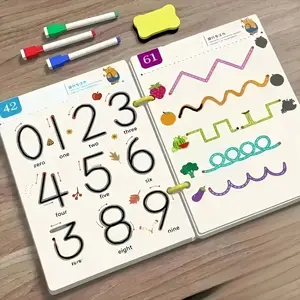 A set of 36 pages of reusable exercise tracking manuals for thinking and enlightenment exercises for control training in drawing education. Free erase writing stickers for children