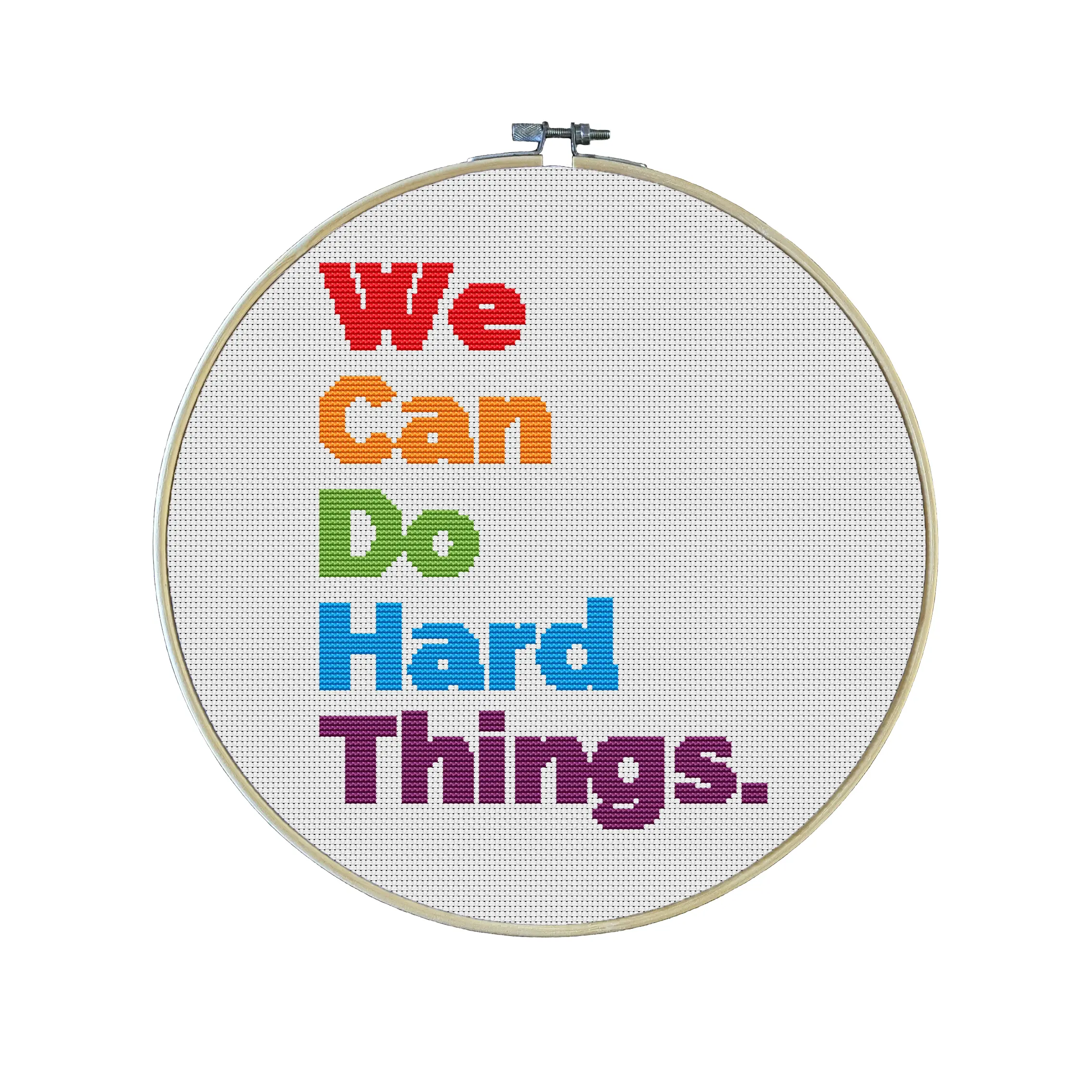 We Can Do Hard Things Rainbow Premium Cross Stitch Kit - EVERYTHING INCLUDED | Rainbow Patterns | Inspirational | LGBTQ | Fitness | Pride Month