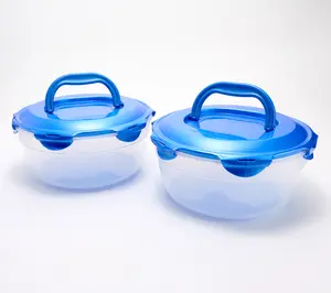 LocknLock Set of (2) 21-Cup Serve & Store Bowls w/ Handle Lids