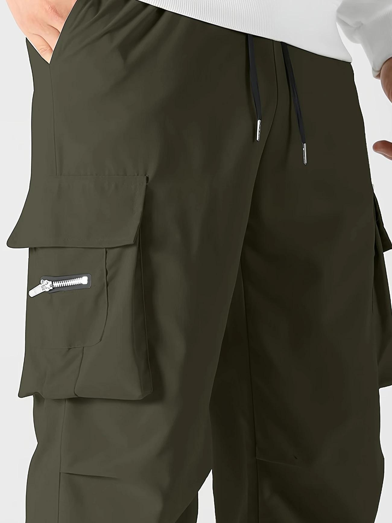 3 Pack Men's Tactical Cargo Pants, Elastic Waistband & Multi-Pocket Design, Perfect for Spring & Summer, Ideal for Outdoor Activities