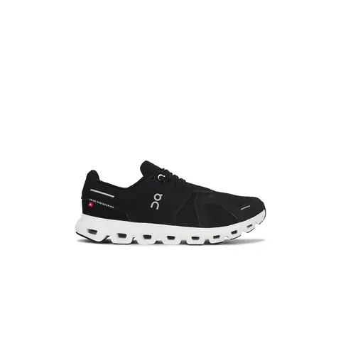 Men's On Cloud 6 Low Top Casual Trainer - Black & White Mesh Shoe, Rubber-Soled, All-Day Performance, Cushioned Feel, Inclusive Fit
