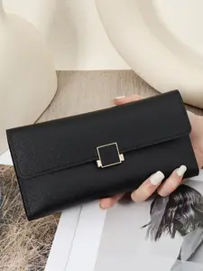 New fashionable women's long wallet, lightweight and portable three fold long wallet, Trifold Wallet, simple multi card slot multifunctional snap wallet, suitable for outdoor, travel and back to school, Business Minimalist Wallet