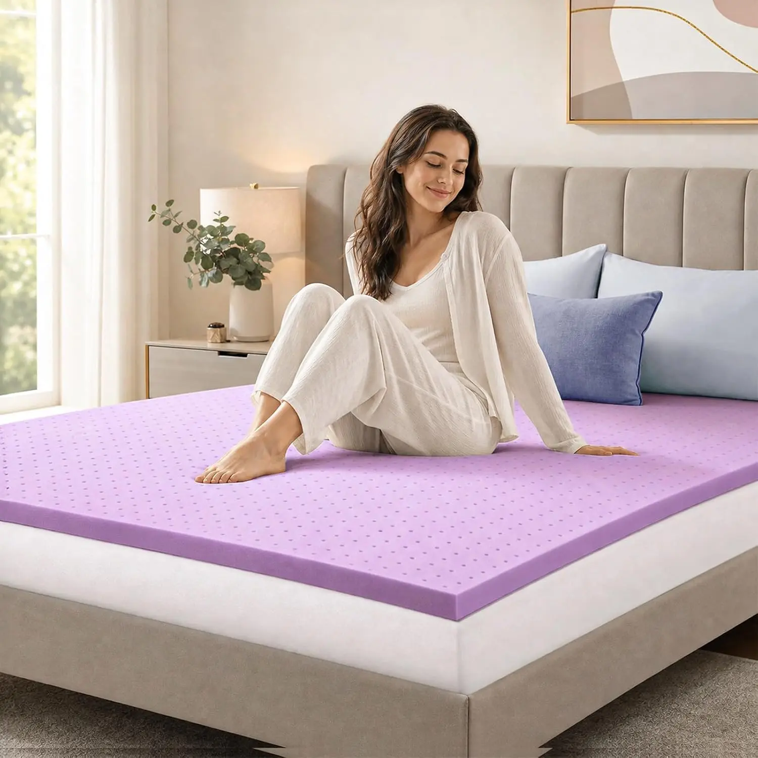 1.5-4 Inch Gel Infused Mattress Topper Twin/TwinXL/Full/Queen/King/CK, Contouring Memory Foam Bed Topper for Side Sleepers, Breathable Cover, Pressure Relief for Bedroom, RV, Sofa, CertiPUR-US Certified, Purple