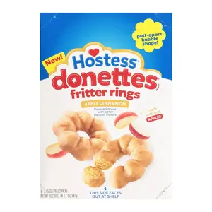 Hostess Donettes Apple Cinnamon Fritter Rings - 6 Packs of 2 Donuts Each, Soft Fluffy Texture, Warm Cinnamon & Real Apple Flavor, Individually Wrapped for Freshness - Snack, Dessert