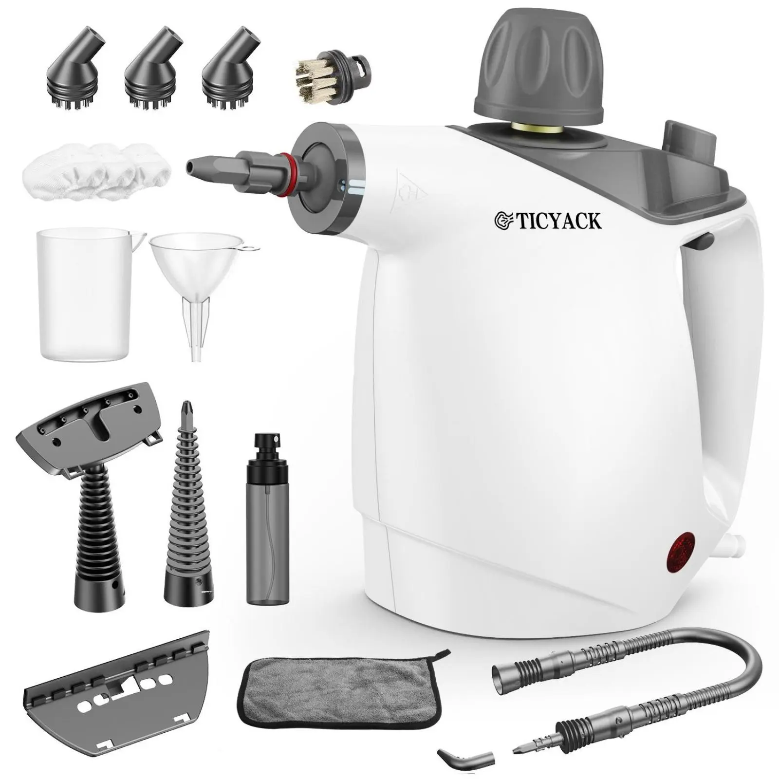 Handheld Steam Cleaner - Floor Steamer, Multipurpose Steam Mop, Portable Cleaning Machine, 16 PCS Accessories, 500ML Capacity, Safety Lock, Multi-Surface Deep Cleaning for Home Bedroom Car (White)