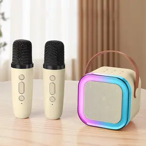 Mini karaoke machine with microphone sound system, portablekaraoke machine with 2 wirelessmicrophones, birthday gifts for girisand children aged 4-12, familygatherings