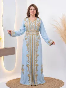 Flower Petal Kuftan - Women's Embroidered Maxi Dress for Wedding Ceremony Traditional Abaya - Perfect for Eid Ramadan Gifts Modest Glamorous Summer Gown