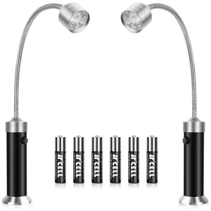 2 Pack Lights with Base, Heat & Water Resistant - Perfect Christmas Gift for Dads, Grill Masters & BBQ Enthusiasts&Desk lamp&outdoor - 360° Flexible Neck, Super Bright LED, Batteries Include flashlight