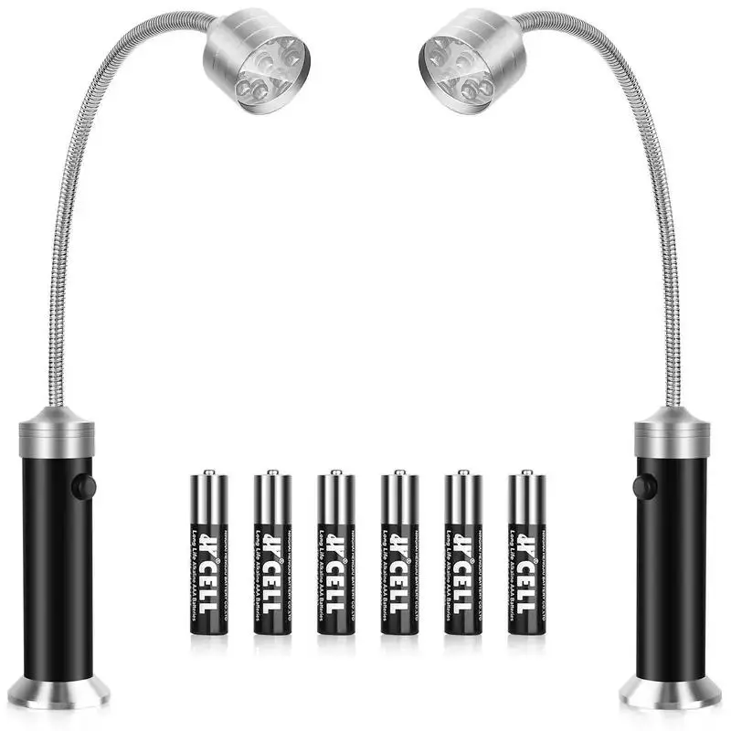 2 Pack Lights with Base, Heat & Water Resistant - Perfect Christmas Gift for Dads, Grill Masters & BBQ Enthusiasts&Desk lamp&outdoor - 360° Flexible Neck, Super Bright LED, Batteries Include flashlight