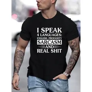 I Speak Sarcasm Comfy Graphic Men's Short Sleeve T-Shirt Trendy Casual Humorous Daily Fashion Tee for Men