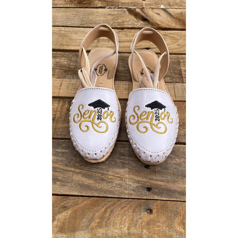 Gold Senior Black - Leather Lace Up Huaraches