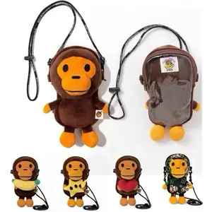 Transparent Surface Cartoon Monkey Figure Shoulder Bag Cosplay Mobile Holder With Bananas Toy Coin Purse Crossbody Bag