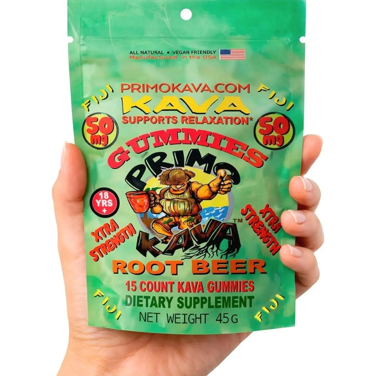 Kava Kava Gummies 50mg – Strong Noble Kava with 50mg Kavalactones for Calm & Relaxation – Alcohol-Free – Fast-Acting Fiji Kava Root Extract- Certified 3rd Party Testing – Root Beer Flavor – 15 Count