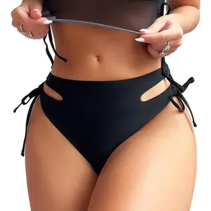 Women's High Waisted Bikini Bottoms Cheeky High Leg Cut Out Side Tie Sexy Ruched Bathing Suit Swim Bottoms 2026