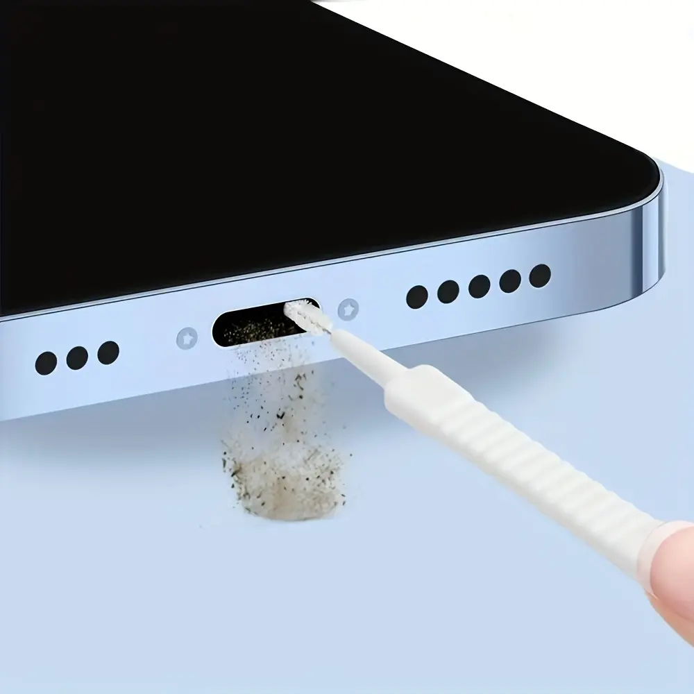 Multifunctional mobile phone charging port cleaning brush, dustproof shower hole cleaning mini brush, bendable mini soft round brush, Cleaning Supplies