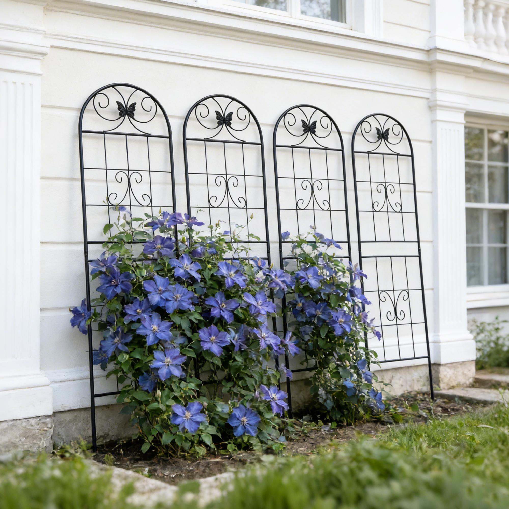 2/4 Pack Metal Garden Trellis 71" x 19.7" Rustproof Trellis for Climbing Plants Outdoor Flower Support Black