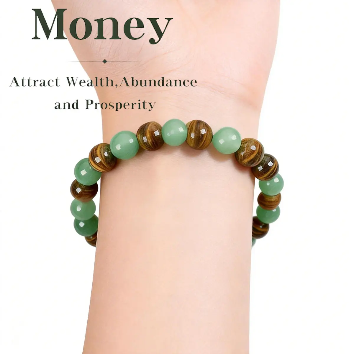 Money Attraction Bracelet, Sandstone & Tiger Eye Stone Blue Beaded Friendship Hand Chain, Fashion Costume Jewelry, Meaningful Gift for All Seasons