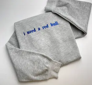 Embroidered i need a redbull Crewneck Sweatshirt, Tshirt, Red Bull Sweatshirt, Soda Lover Gift